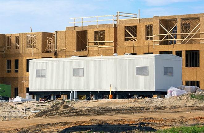 construction site with temporary office rentals in Detroit